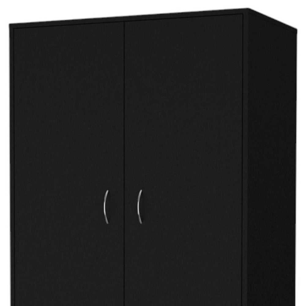 71" Black Two Door Three Drawer Combo Dresser