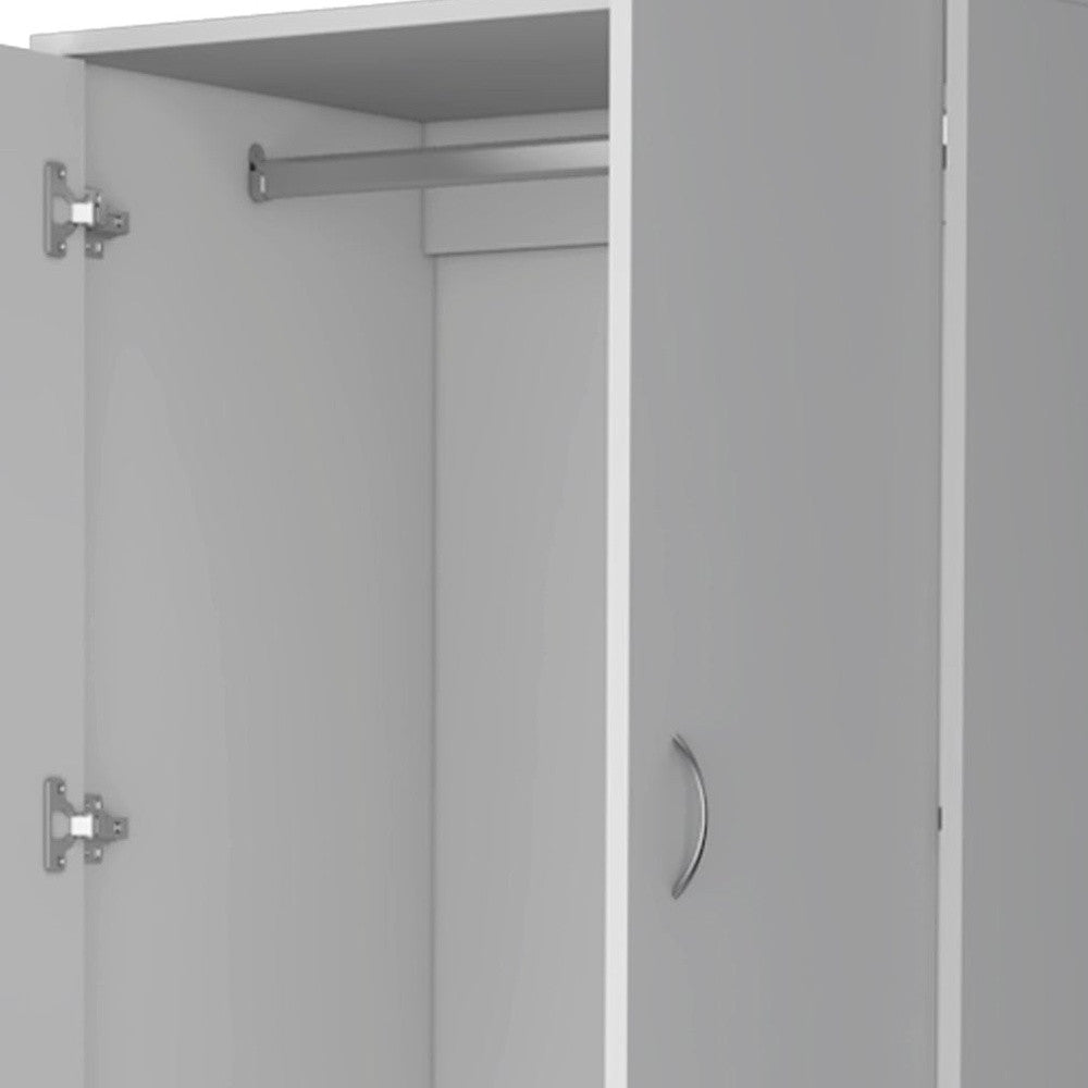 71" White Two Door Two Drawer Combo Dresser