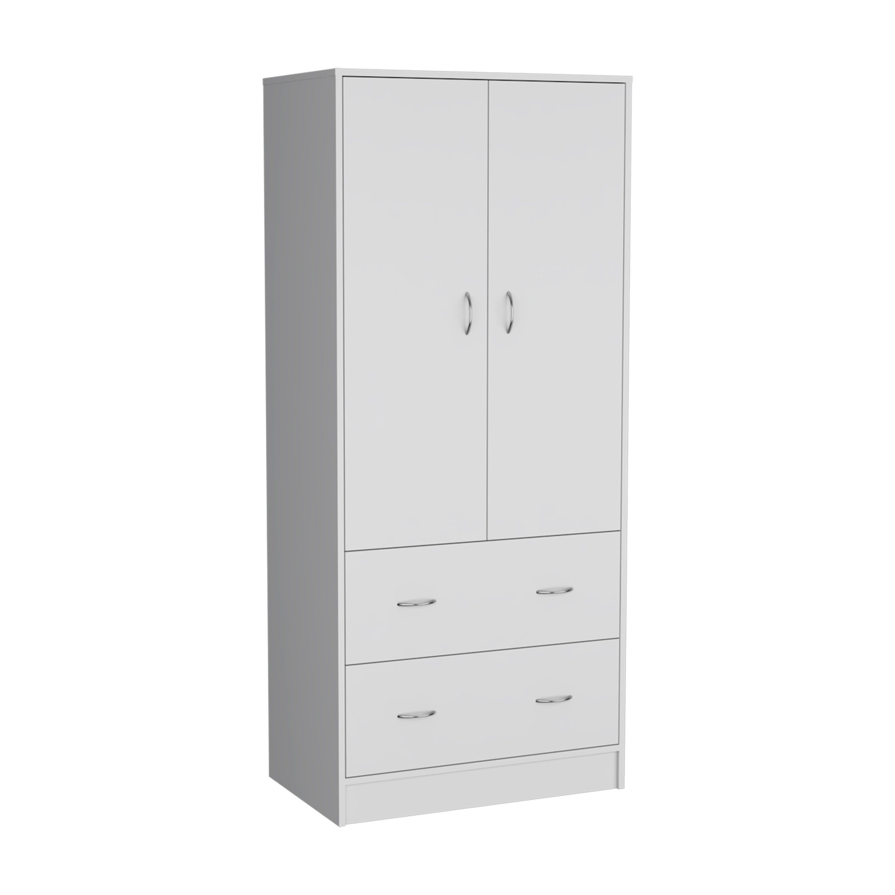 71" White Two Door Two Drawer Combo Dresser