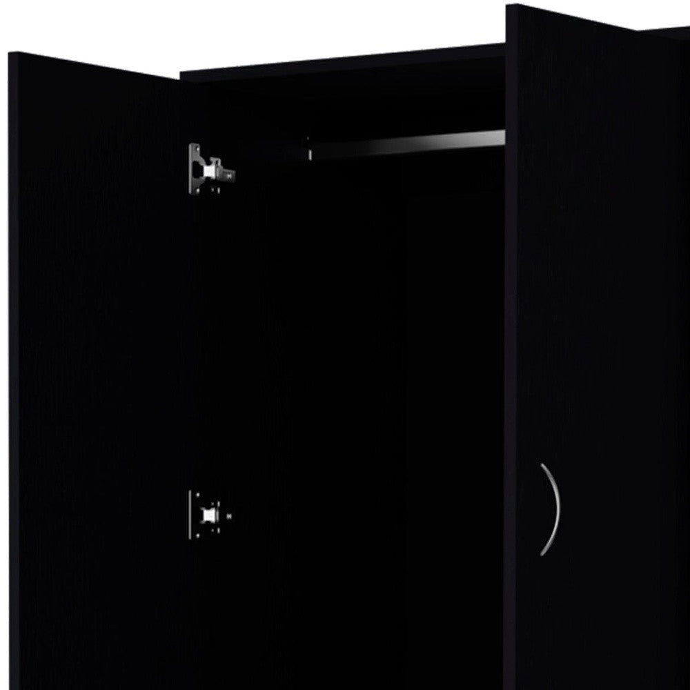 71" Black Two Door Two Drawer Combo Dresser