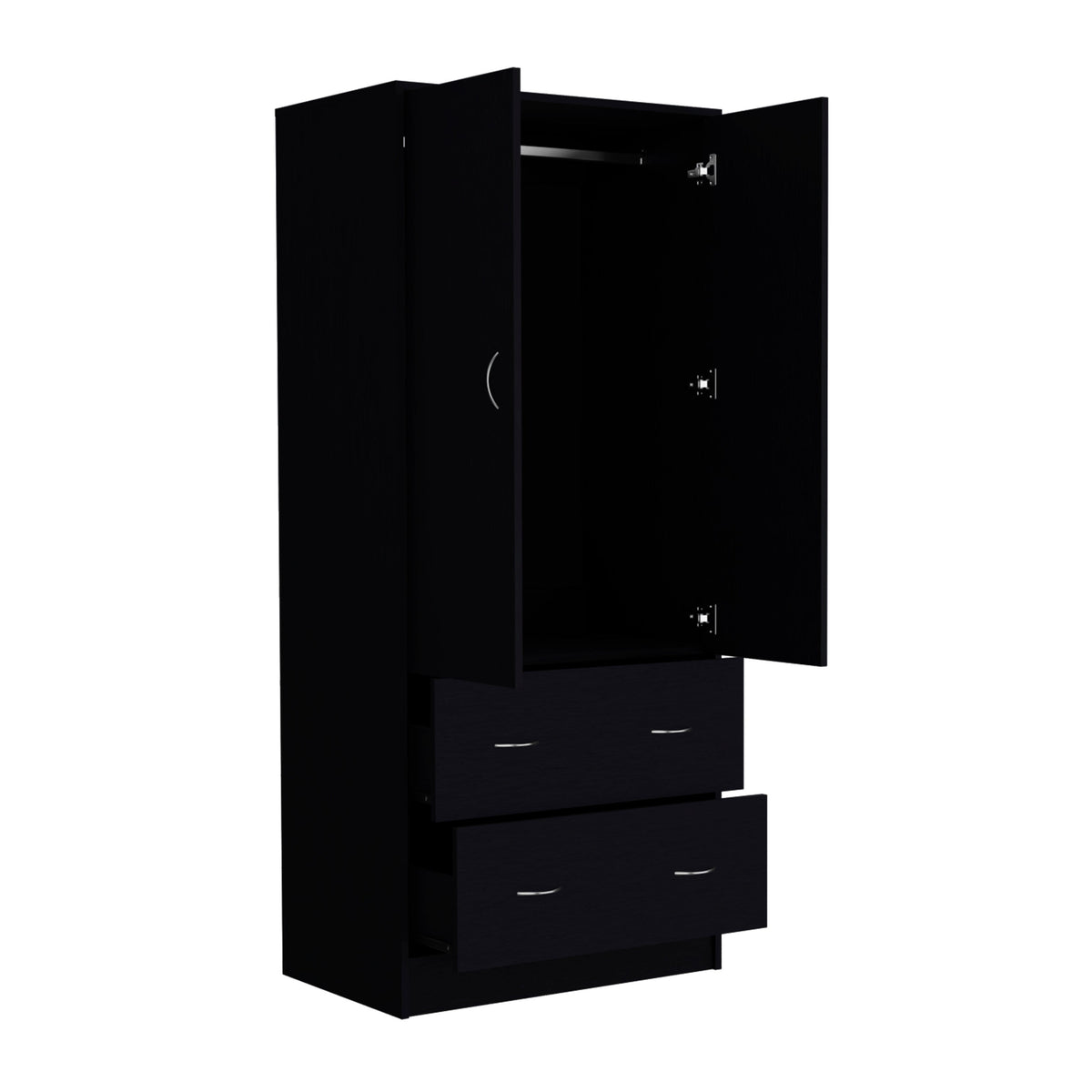 71" Black Two Door Two Drawer Combo Dresser