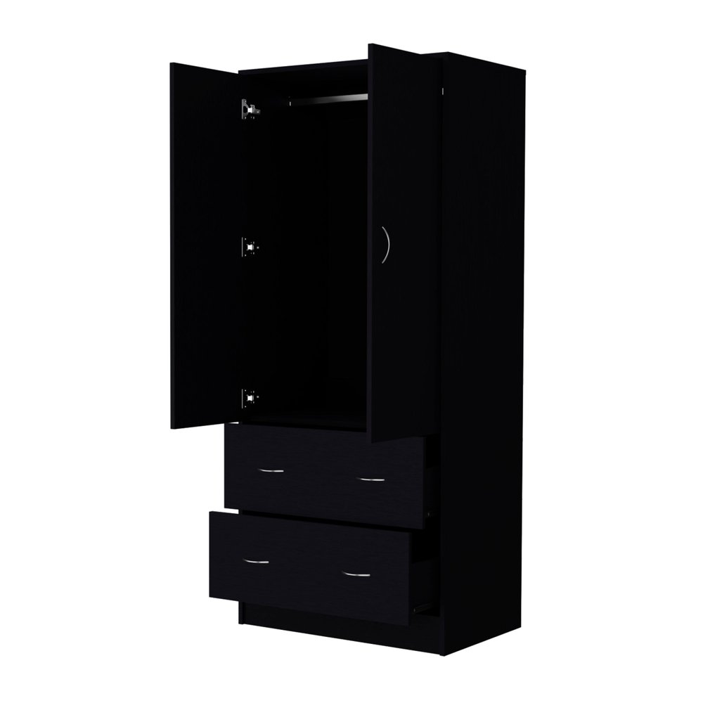 71" Black Two Door Two Drawer Combo Dresser