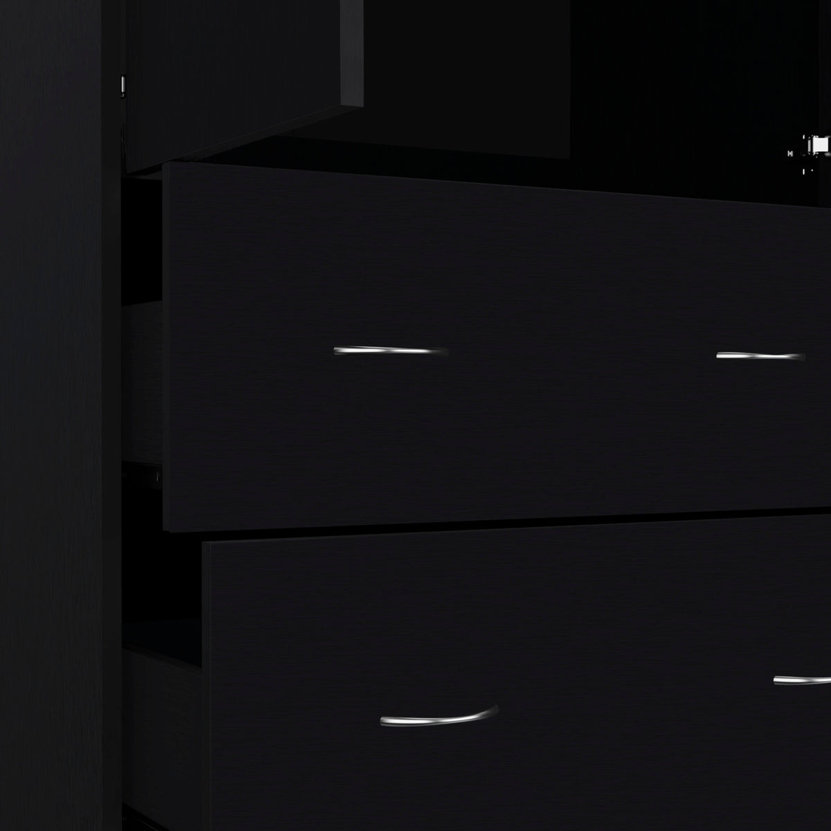 71" Black Two Door Two Drawer Combo Dresser