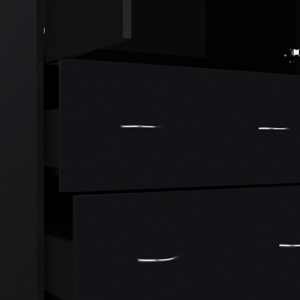 71" Black Two Door Two Drawer Combo Dresser