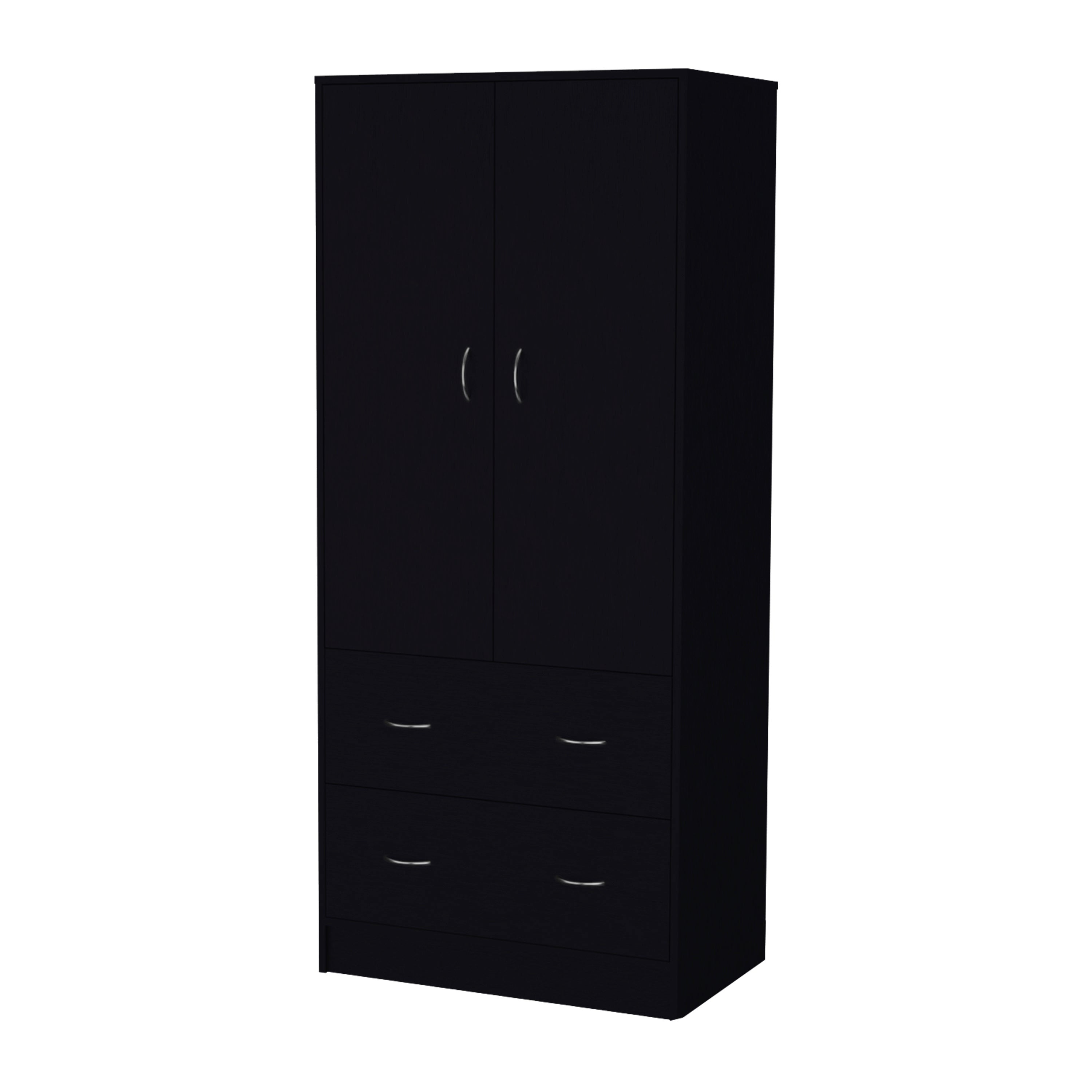 71" Black Two Door Two Drawer Combo Dresser