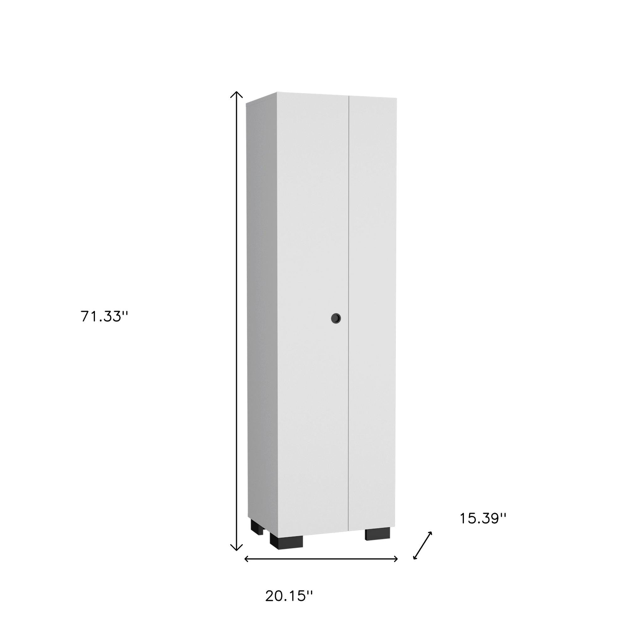 20" White and Black Wood Accent Cabinet With Two Doors