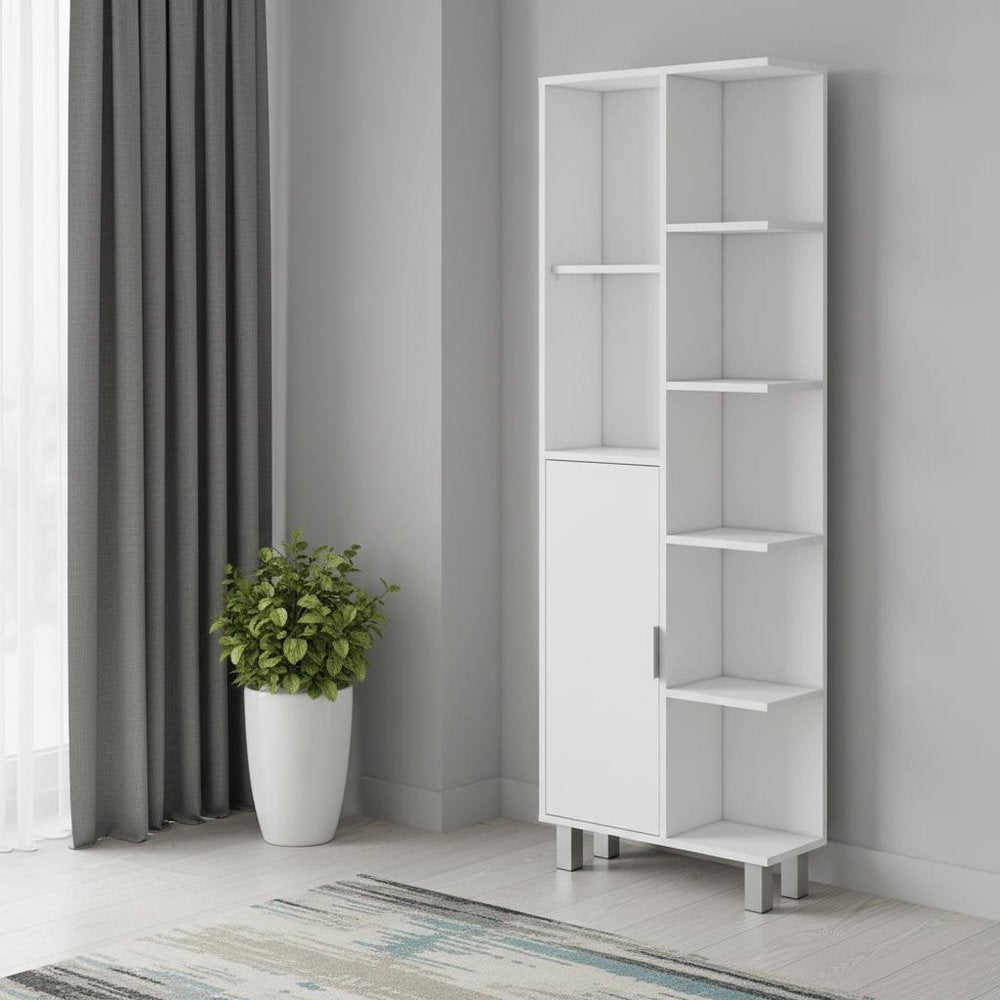 63" White Wood Accent Cabinet With Single Door