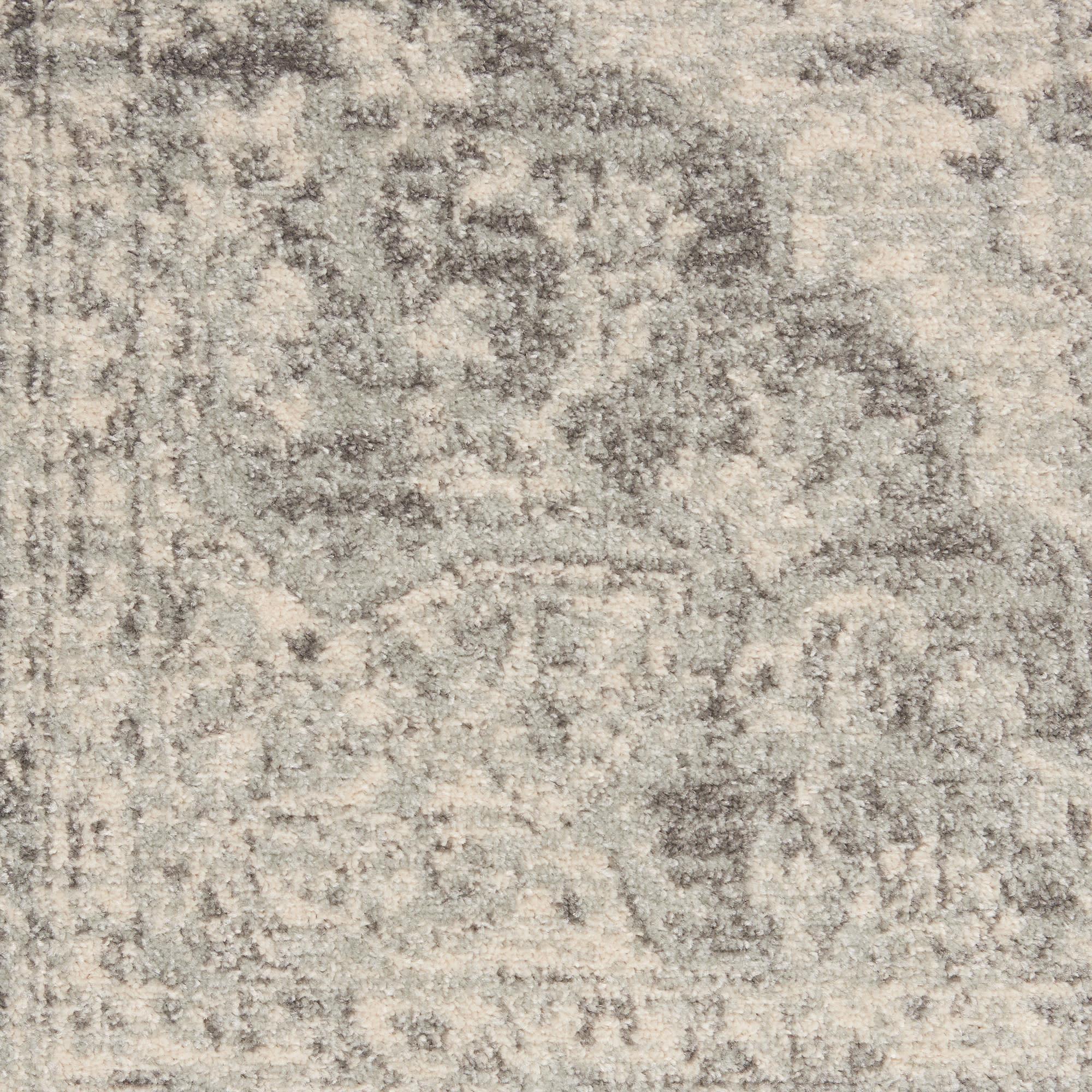5' Ivory And Gray Floral Medallion Distressed Round Rug