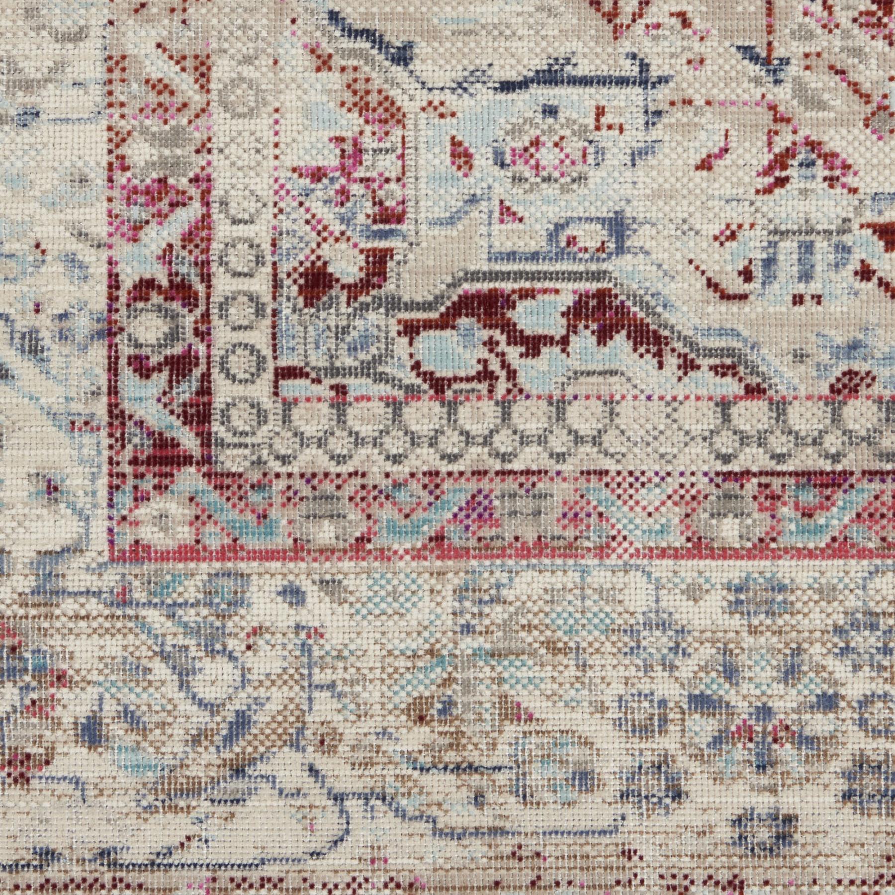 4' Ivory Red And Brown Floral Distressed Round Rug