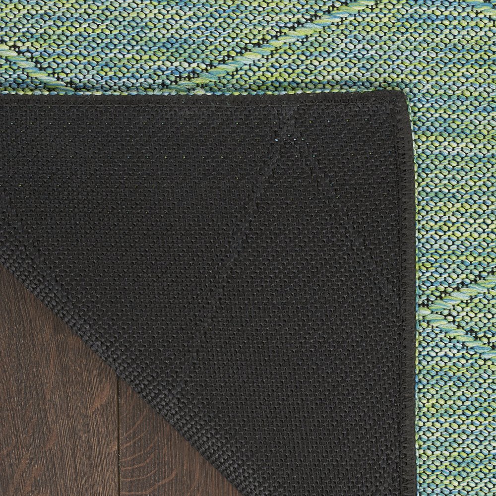 4' X 6' Blue Geometric Power Loom Non Skid Area Rug