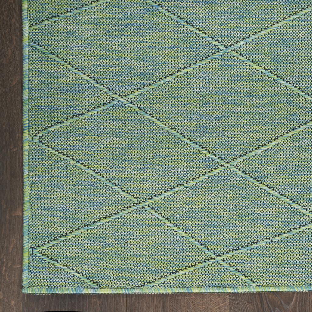 4' X 6' Blue Geometric Power Loom Non Skid Area Rug