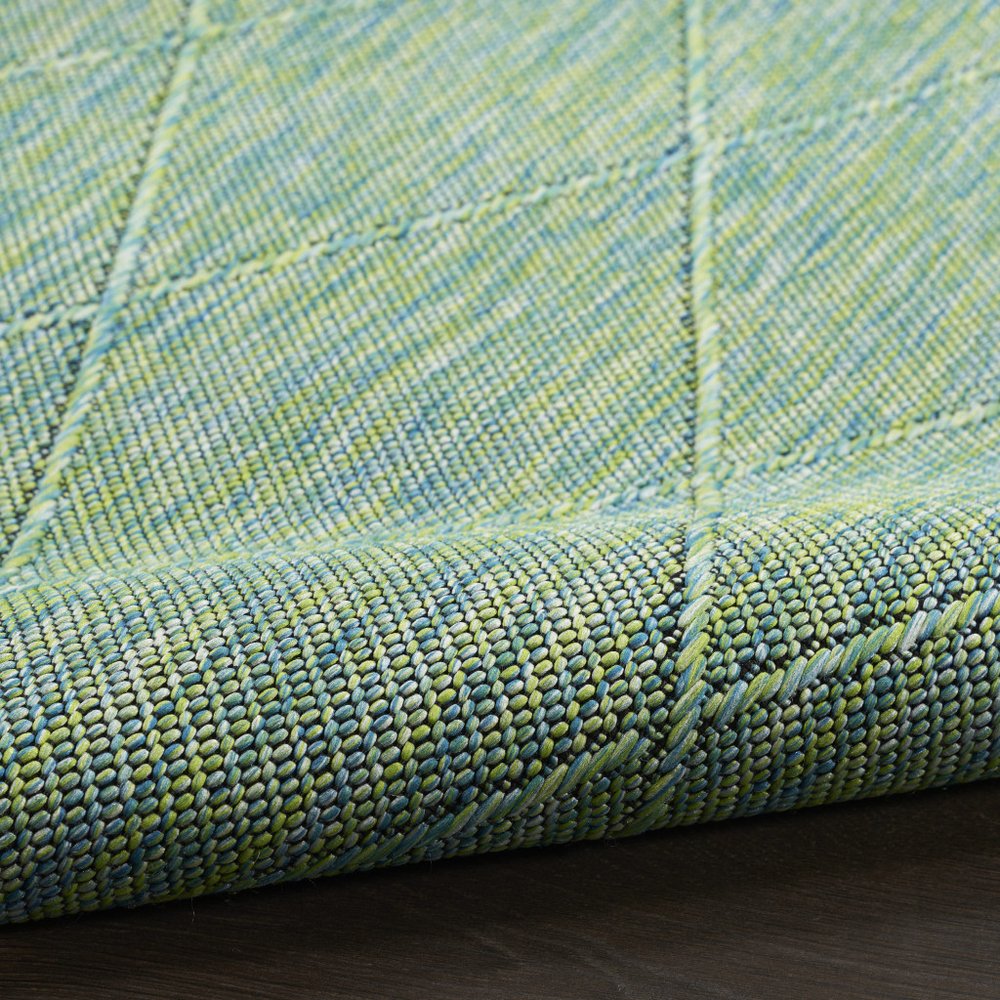 4' X 6' Blue Geometric Power Loom Non Skid Area Rug