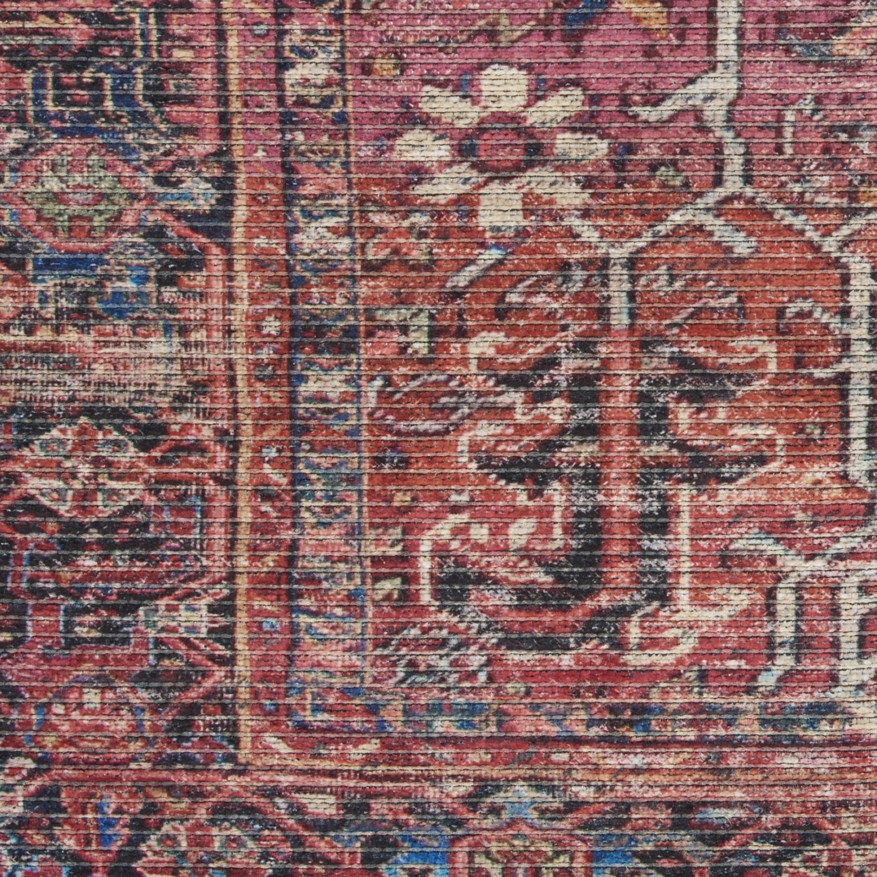 12' Blue And Red Floral Distressed Runner Rug