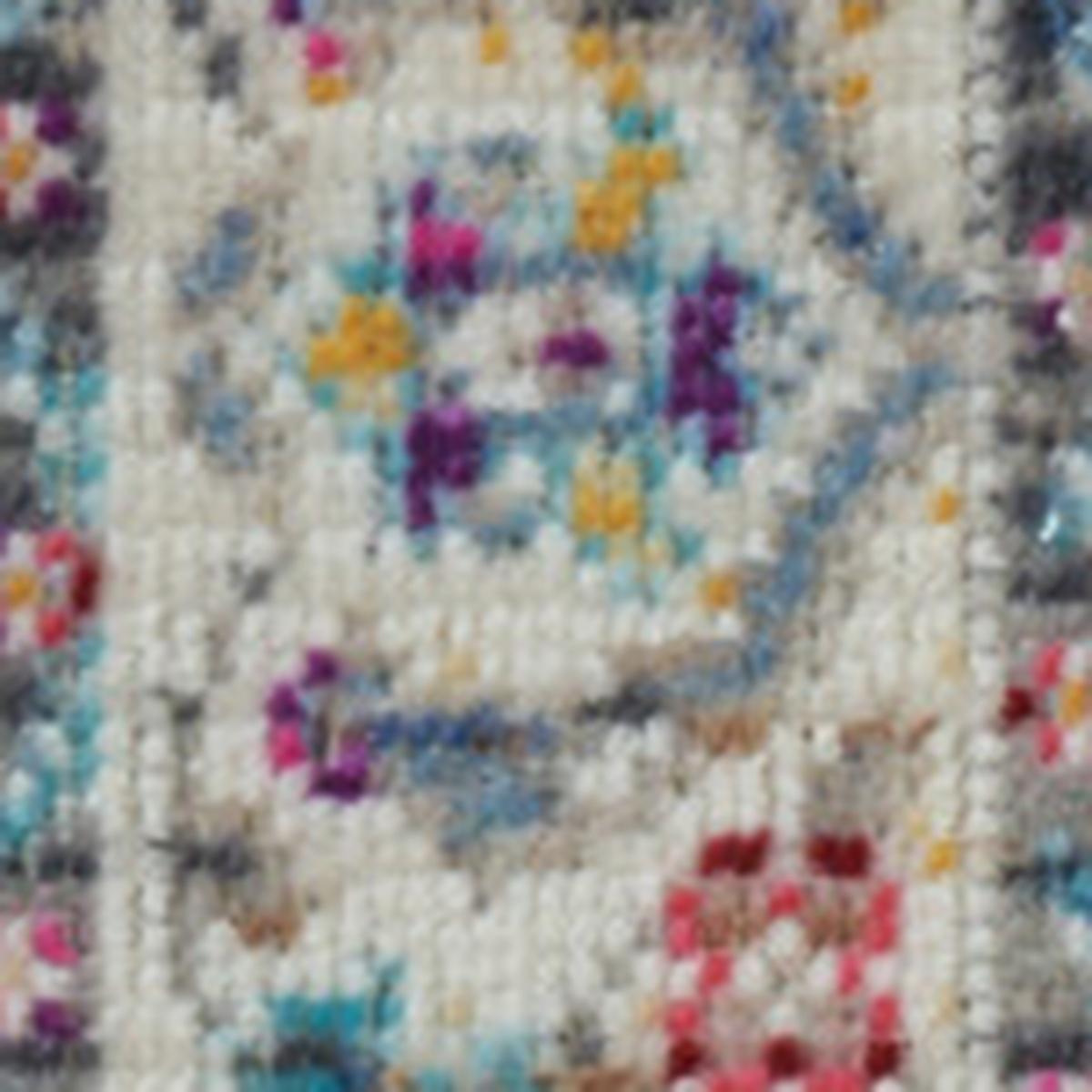 6' Blue and Beige Floral Distressed Runner Rug