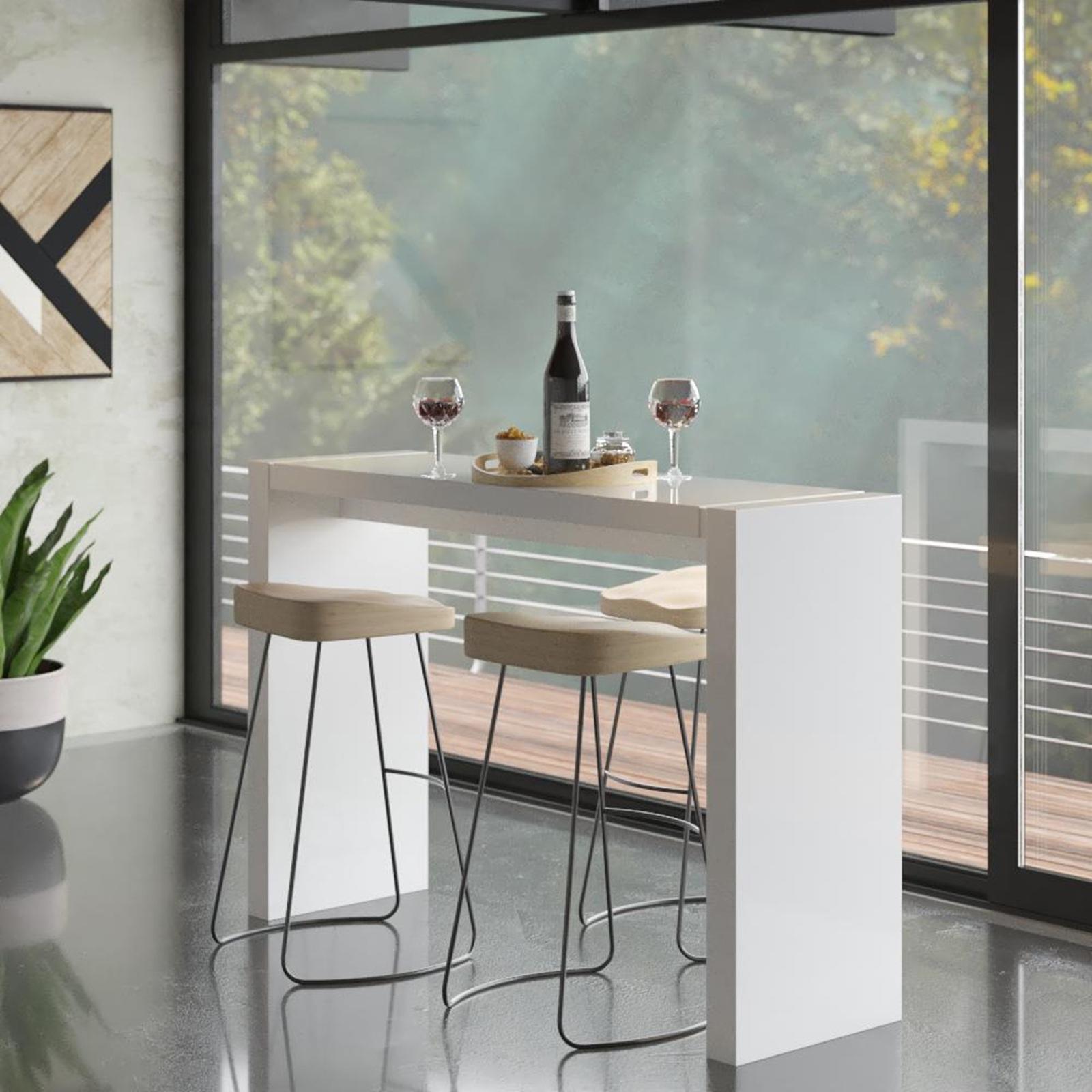 60" White Wood Rectangular Bar Height Bar Table