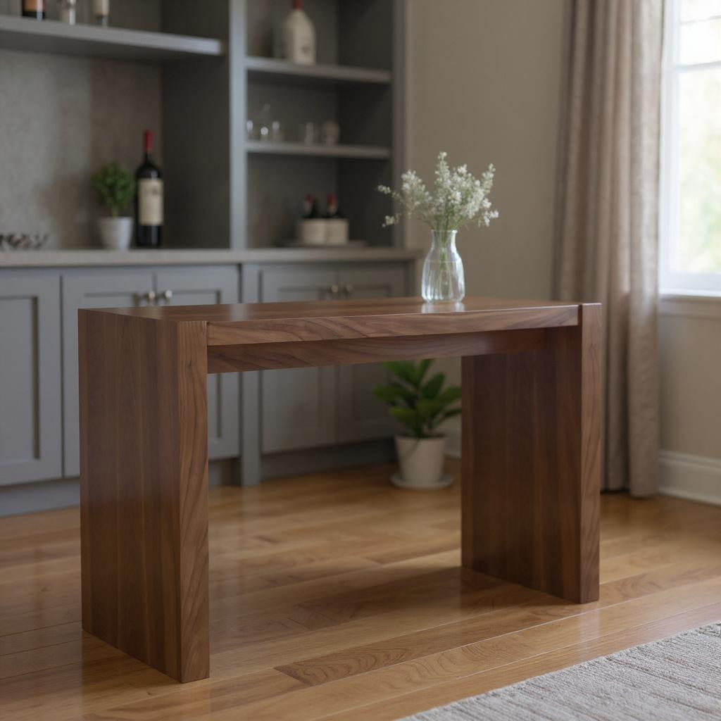 60" Brown Wood Rectangular Bar Height Bar Table