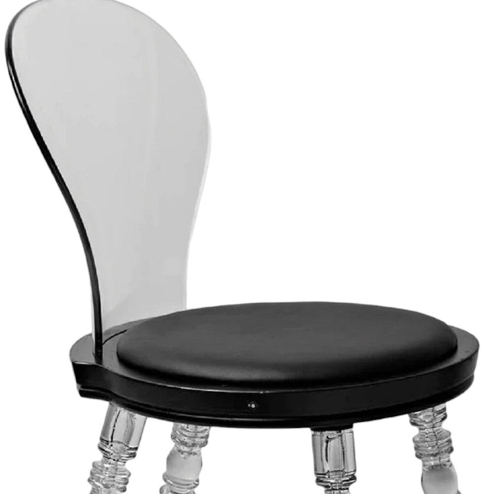 Black And Clear Faux Leather And Heavy Duty Plastic Dining Side Chair
