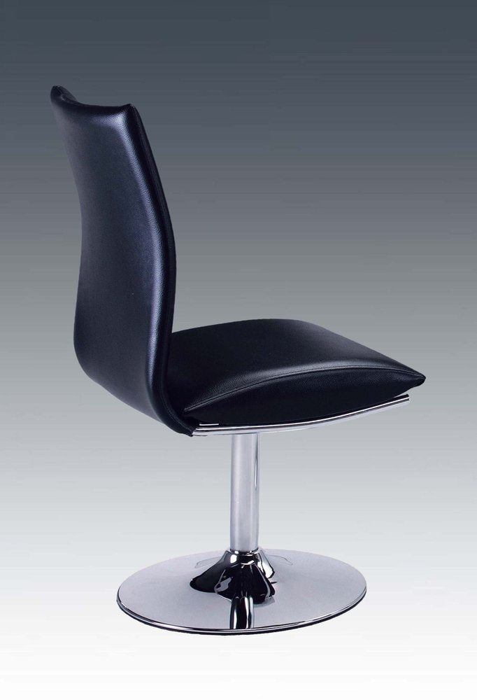 Set of Two Black and Silver Faux Leather Dining Side Chairs