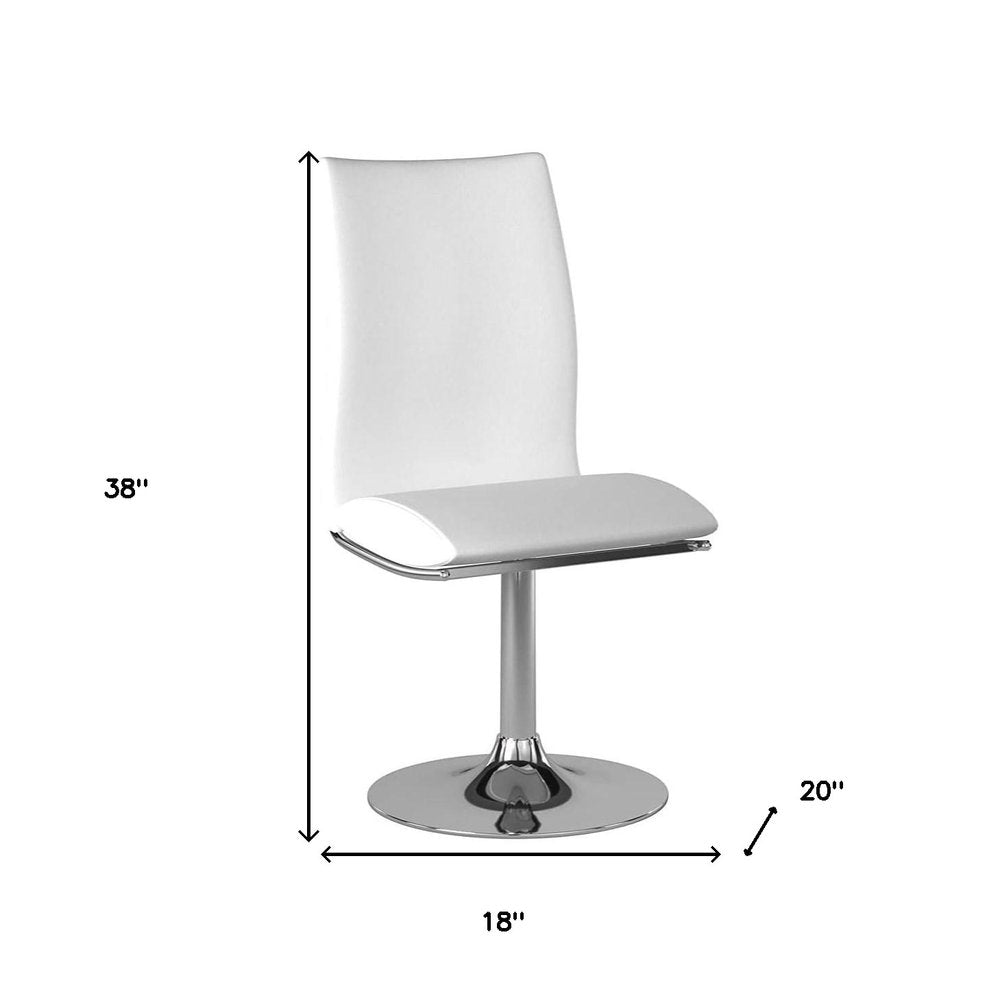 Set of Two White and Silver Faux Leather Dining Side Chairs