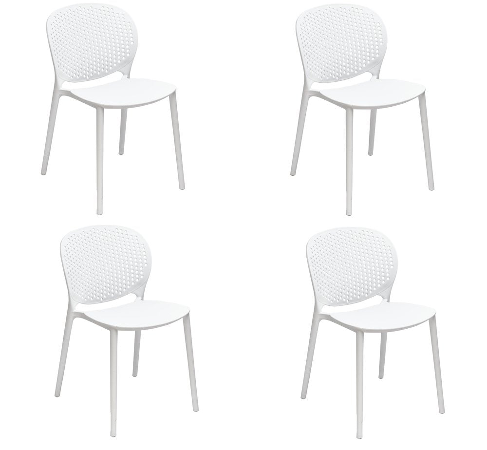 Set of Four White Heavy Duty Plastic Dining Side Chairs