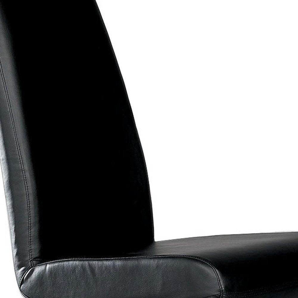 Set of Two Black and Silver Faux Leather Dining Side Chairs