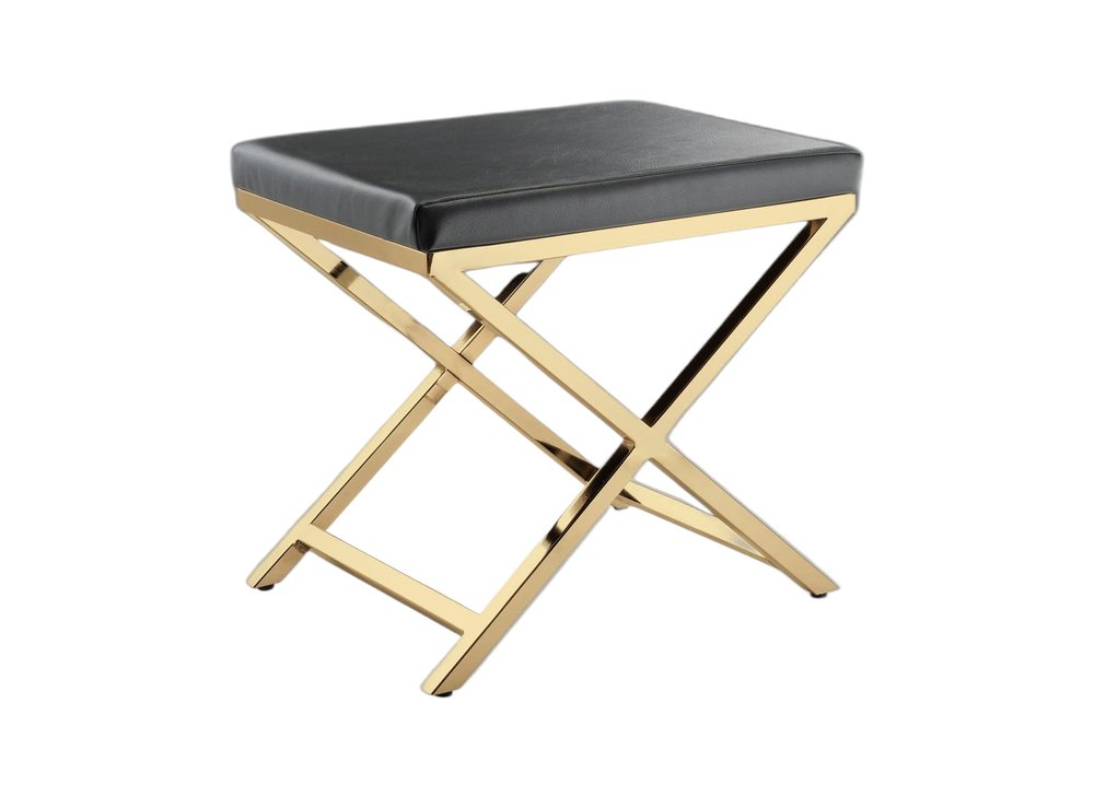 21" Charcoal and Silver Faux Leather Vanity Chair
