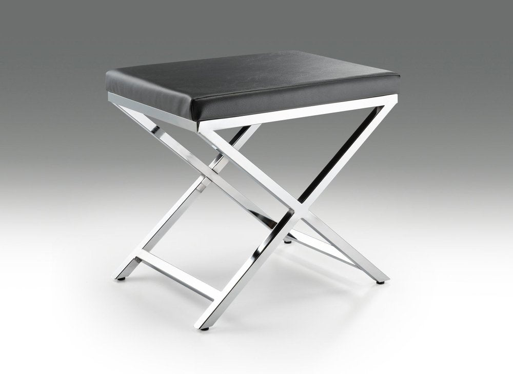 21" Charcoal and Gold Faux Leather Vanity Chair