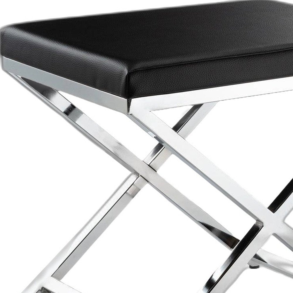 21" Black and Gold Faux Leather Vanity Chair