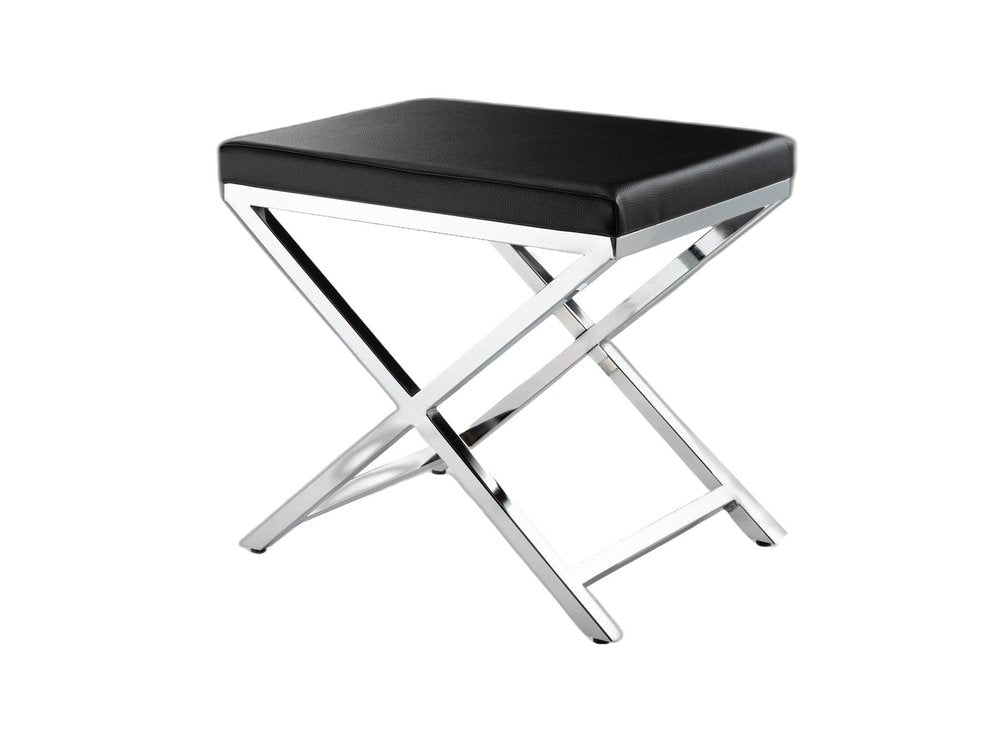 21" Black and Gold Faux Leather Vanity Chair