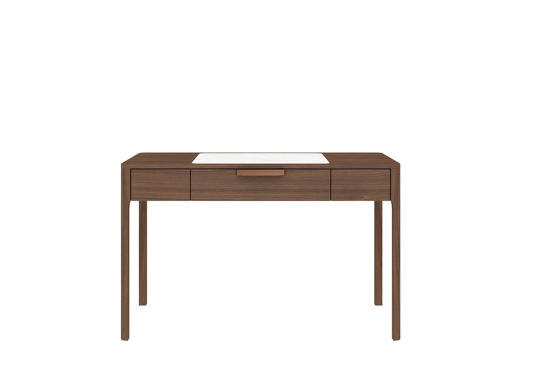 47" White and Brown Marble and Wood Computer Desk
