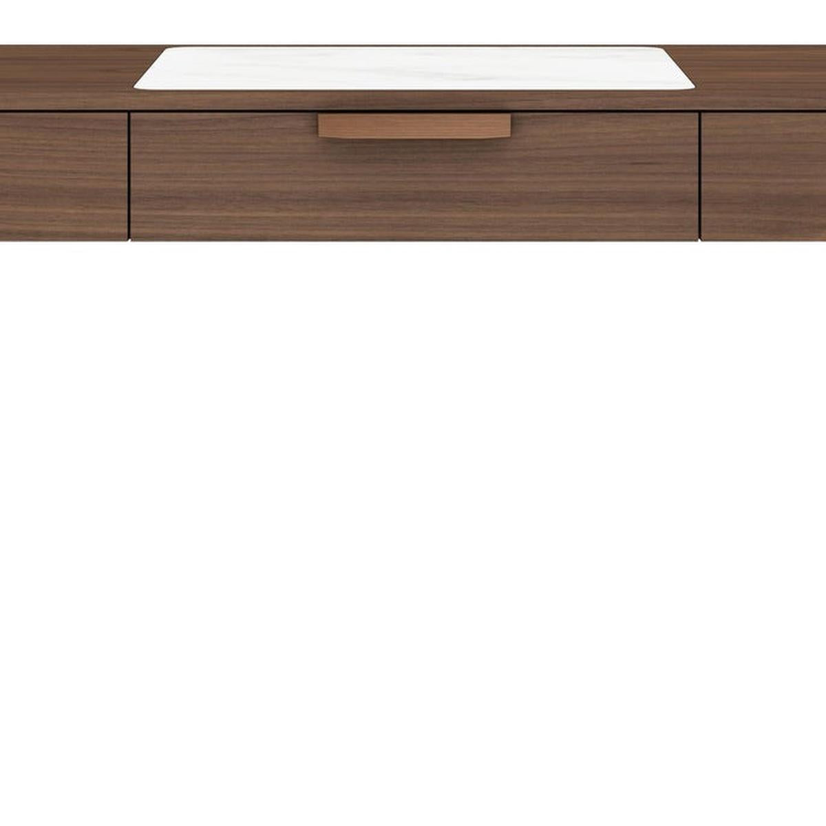 47" White and Brown Marble and Wood Computer Desk