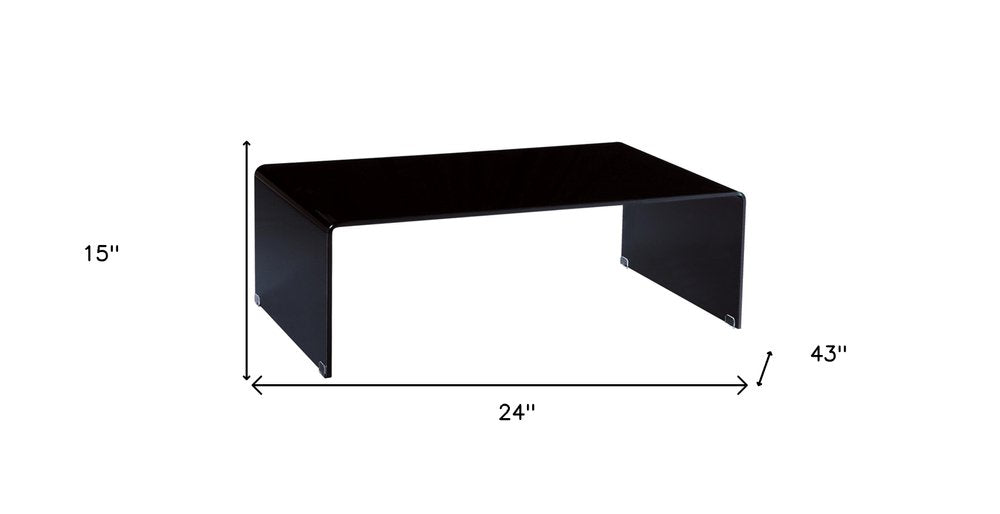 24" Black Glass Sled Coffee Table
