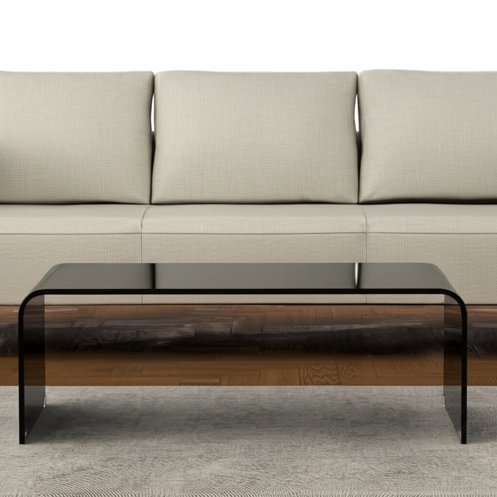 24" Black Glass Sled Coffee Table