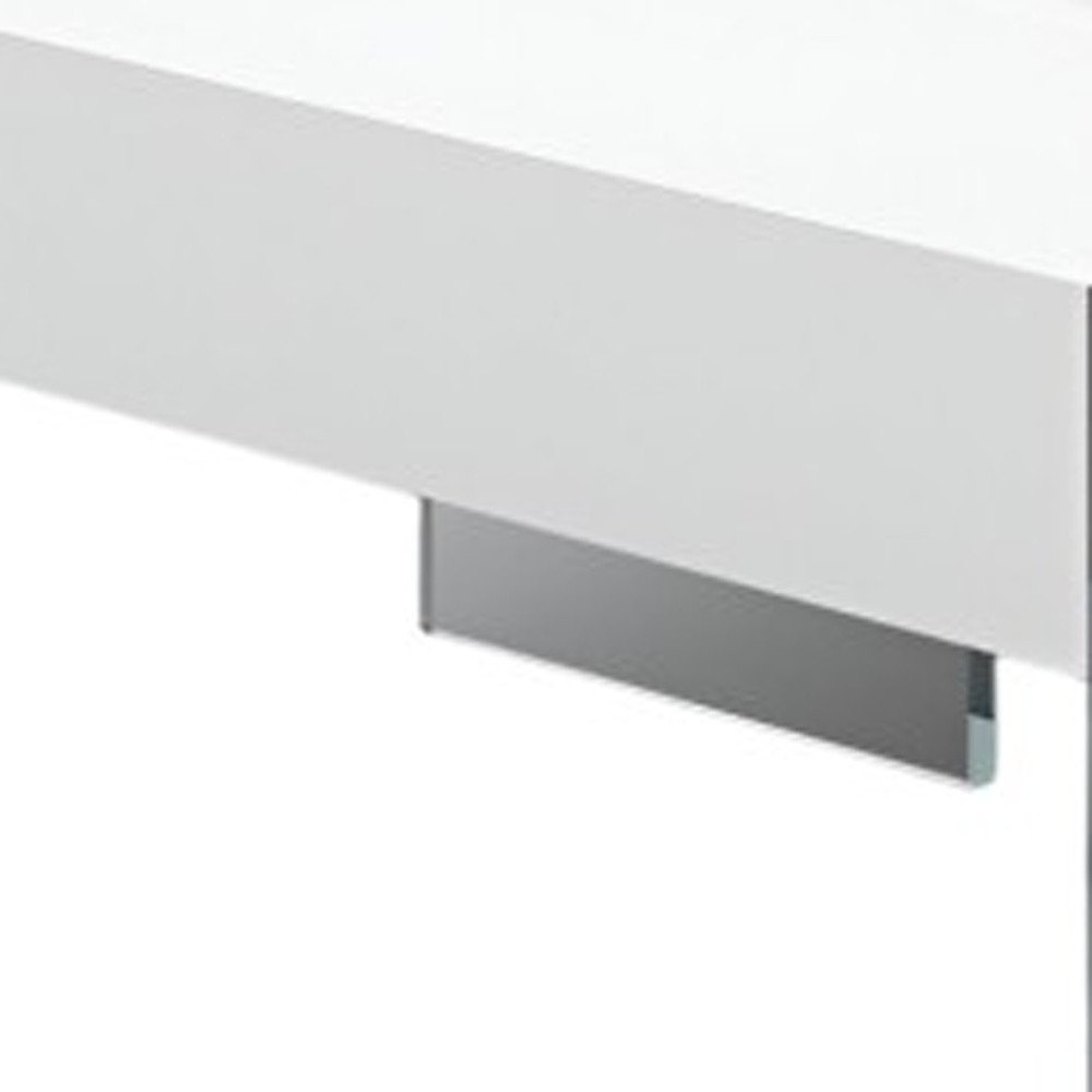 47" White And Clear Wood And Glass Square Sled Coffee Table