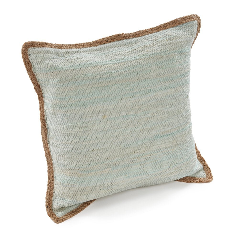 Set of Two 20" Gray And Natural Cotton And Jute Throw Pillows