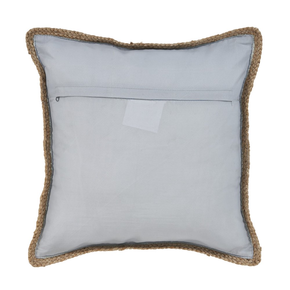 Set of Two 20" Gray And Natural Cotton And Jute Throw Pillows