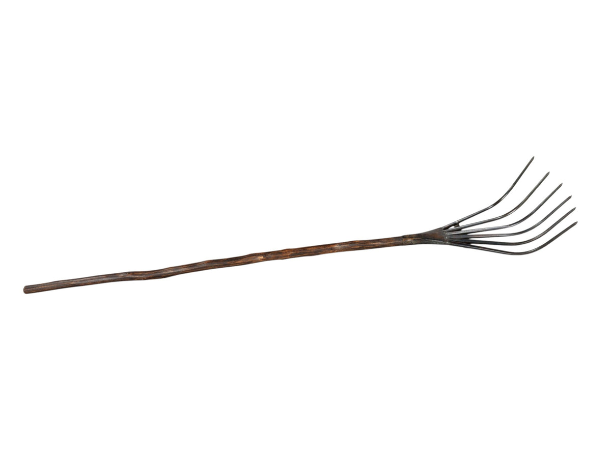 60" Brown And Black Wood And Metal Tabletop Sculpture