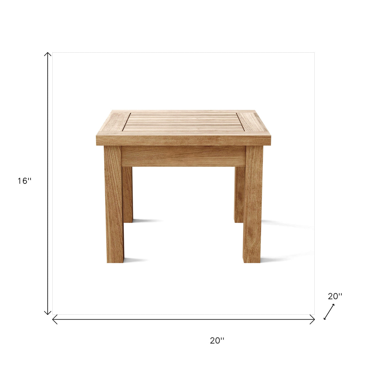 20" Natural Square Solid Wood Outdoor Side Table