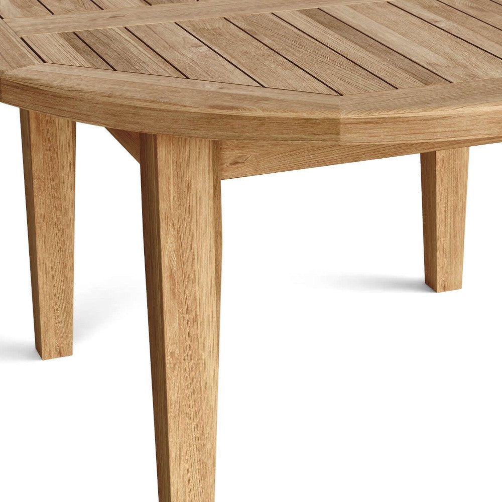 35" Natural Rounded Solid Wood Outdoor Coffee Table