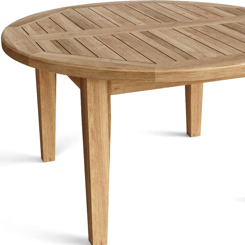 35" Natural Rounded Solid Wood Outdoor Coffee Table