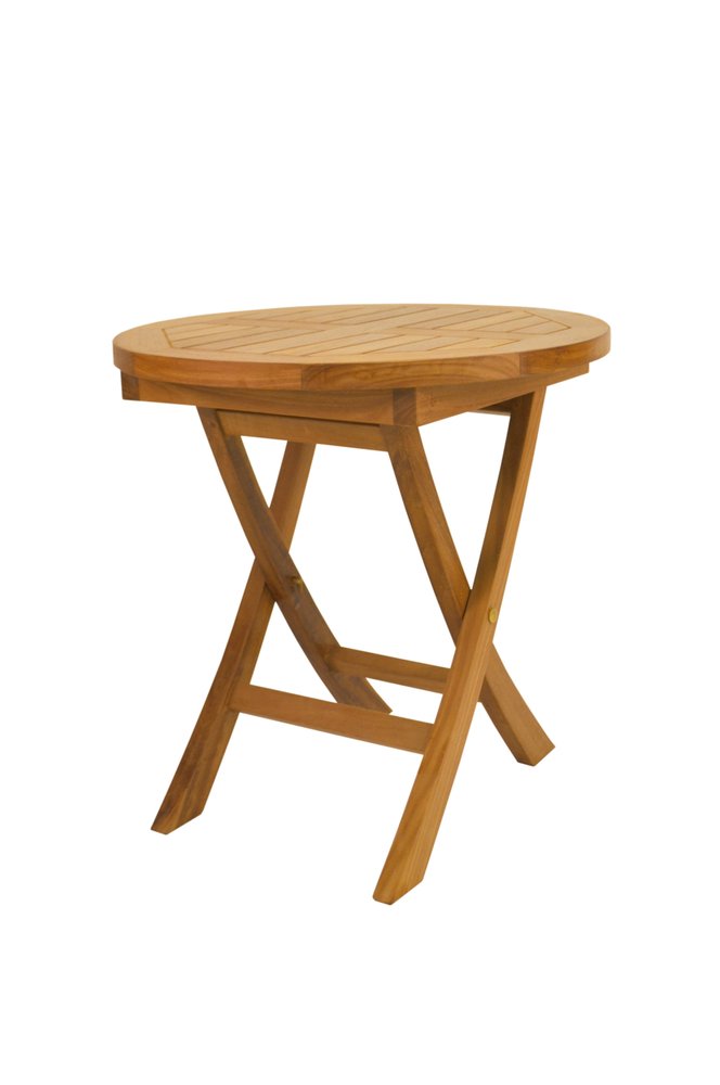 20" Natural Rounded Solid Wood Folding Outdoor Side Table