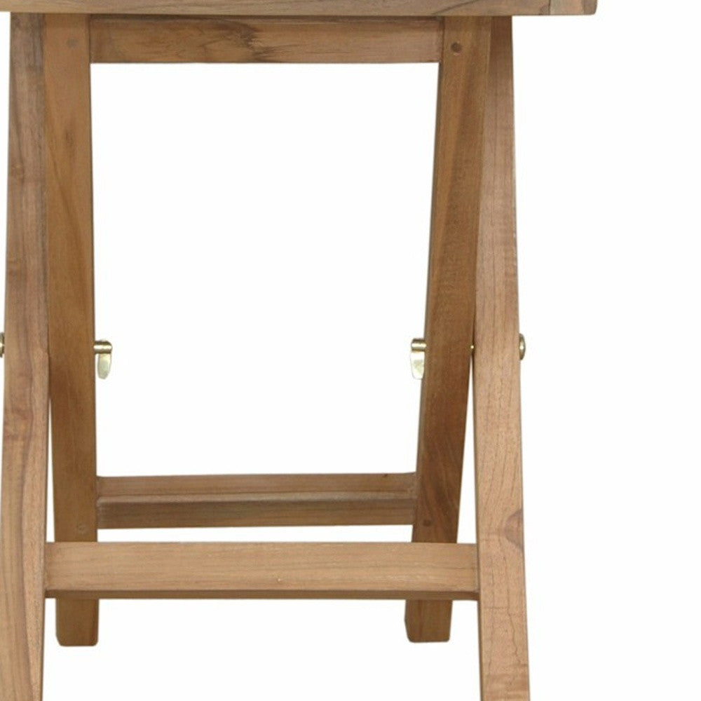 20" Natural Rounded Solid Wood Folding Outdoor Side Table