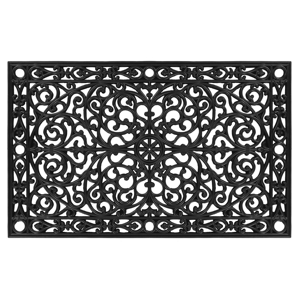 30" X 48" Black Rubber Scrollwork Outdoor Door Mat