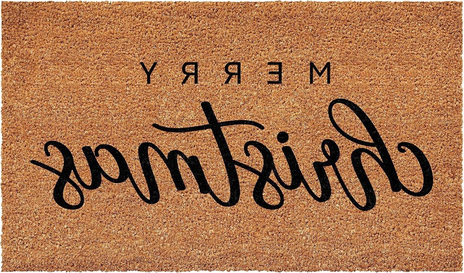 17" X 29" Natural and Black Coir Merry Christmas Outdoor Christmas Door Mat