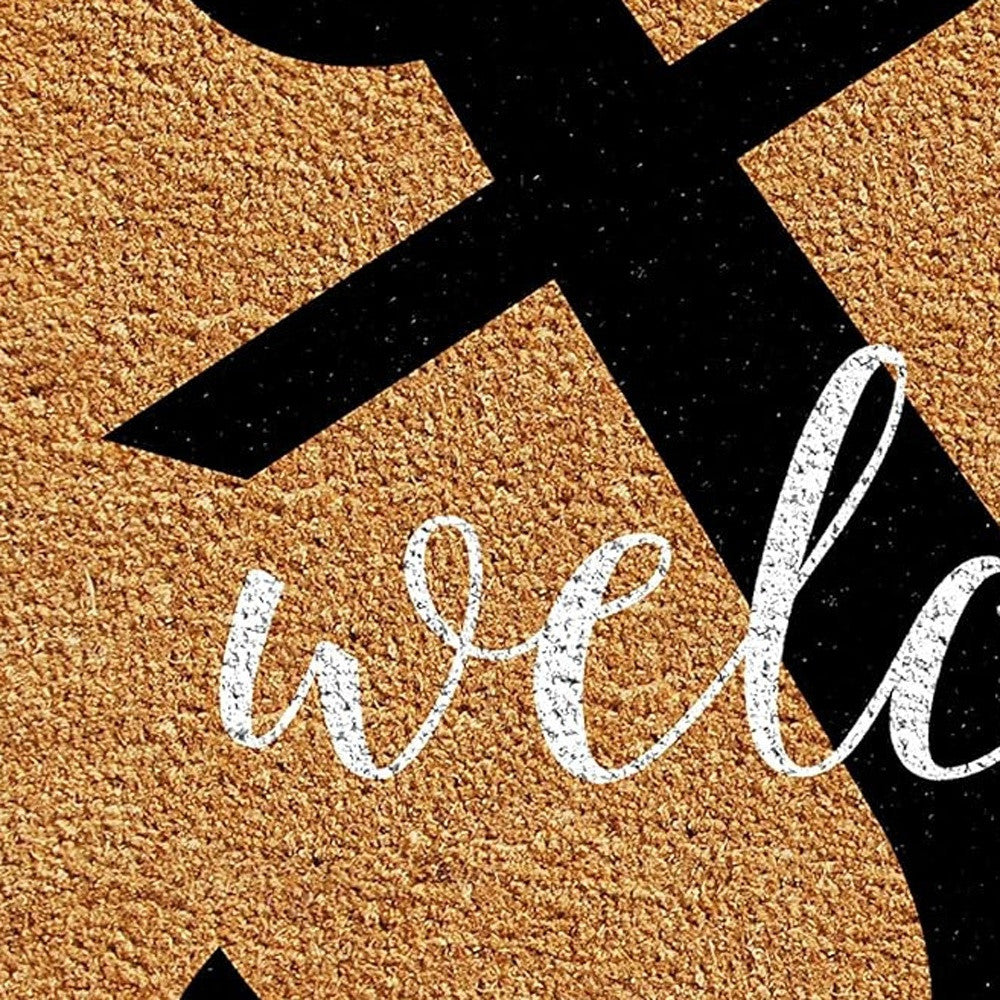 24" X 36" Natural and Black Coir Anchor Welcome Outdoor Door Mat