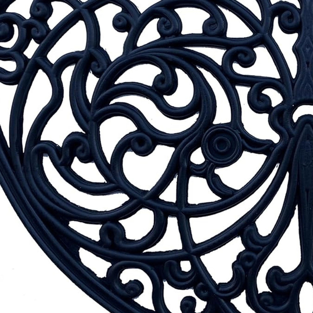 18" X 30" Black Rubber Scrollwork Welcome Outdoor Semi Circle Door Mat