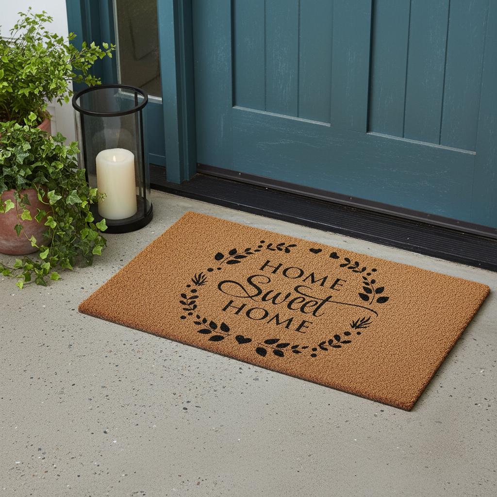 17" X 29" Natural and Black Coir Home Sweet Home Outdoor Door Mat