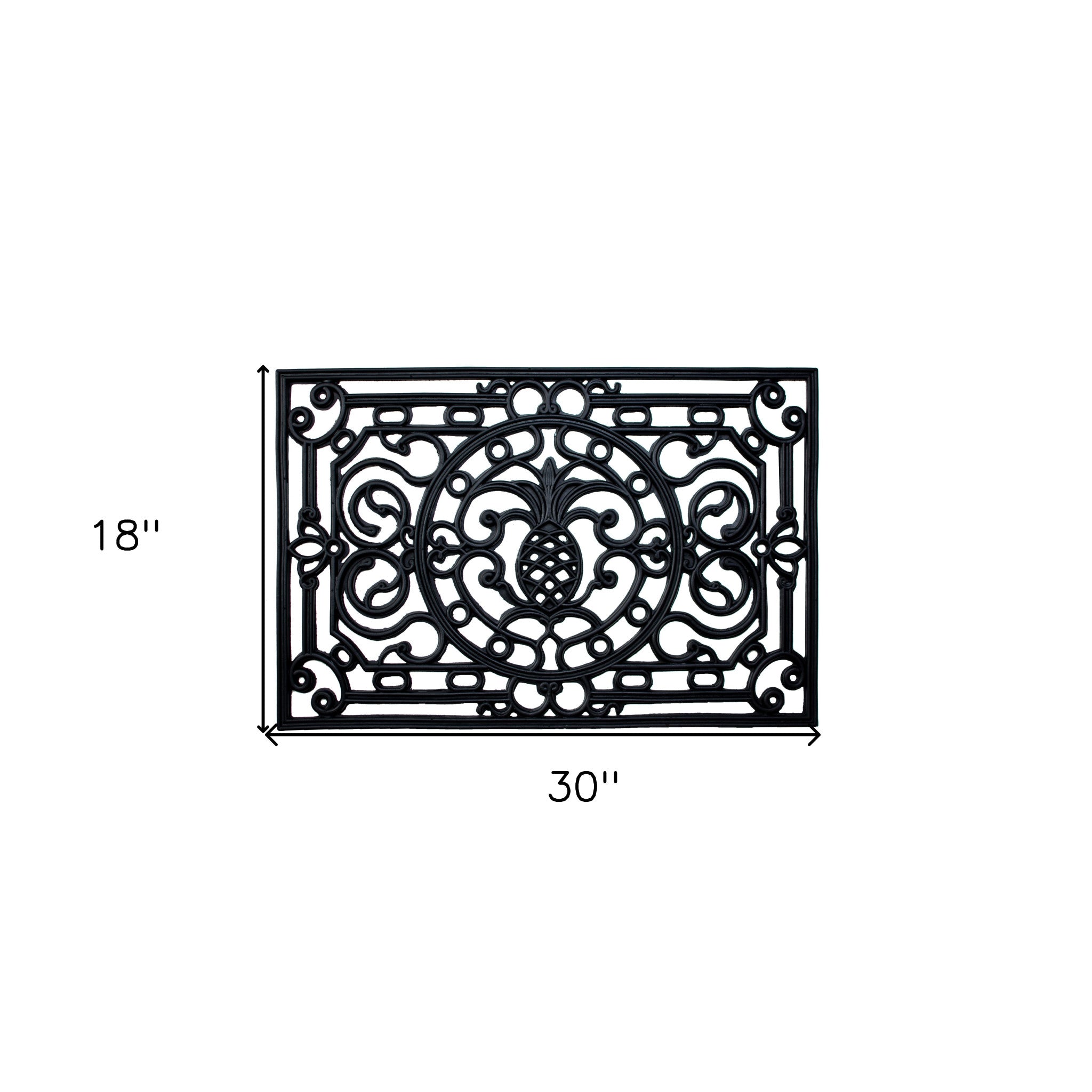 18" X 30" Black Rubber Pineapple Outdoor Door Mat