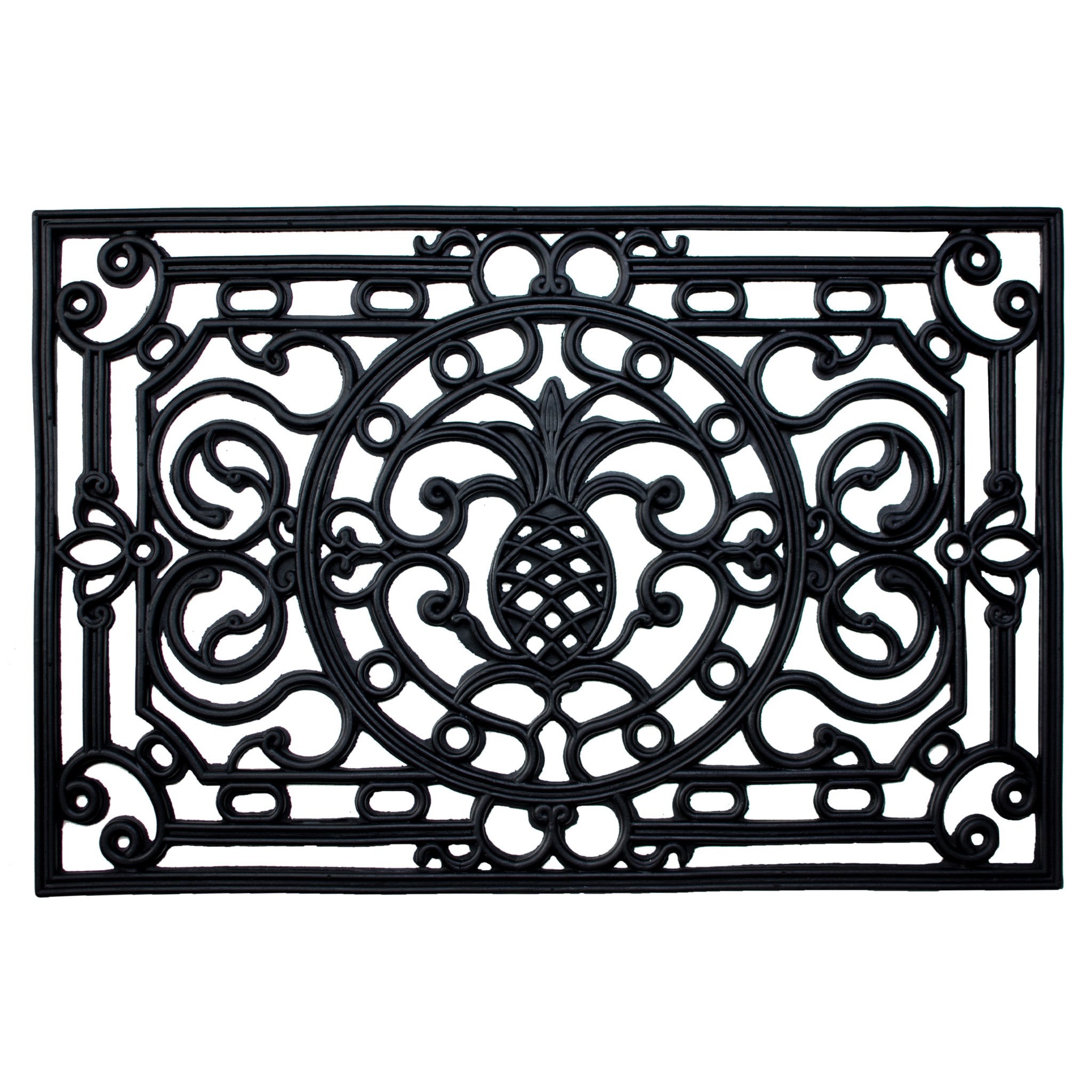 18" X 30" Black Rubber Pineapple Outdoor Door Mat