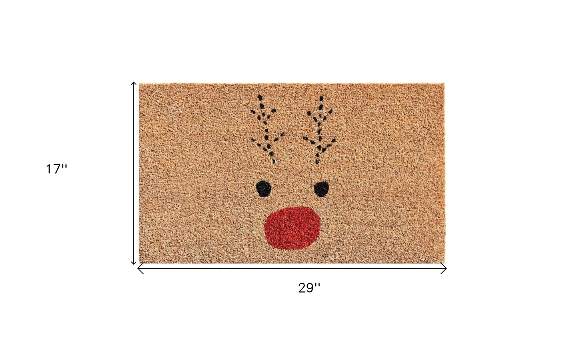 17" X 29" Natural Black and Red Coir Reindeer Outdoor Christmas Door Mat